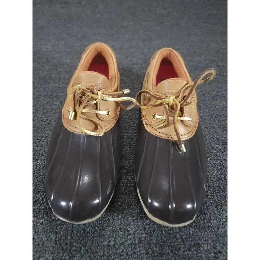 Sperry Saltwater Waterproof Duck Boots Womens Size 8.5 Rain Leather Rubber Shoes